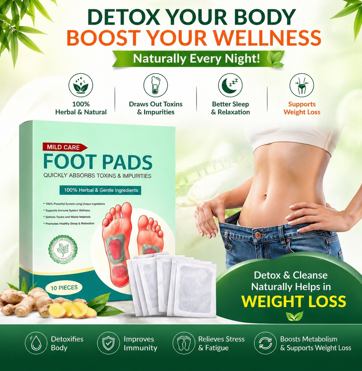 Premium Natural Detox Foot Patches For Weight Loss & Overall Wellness